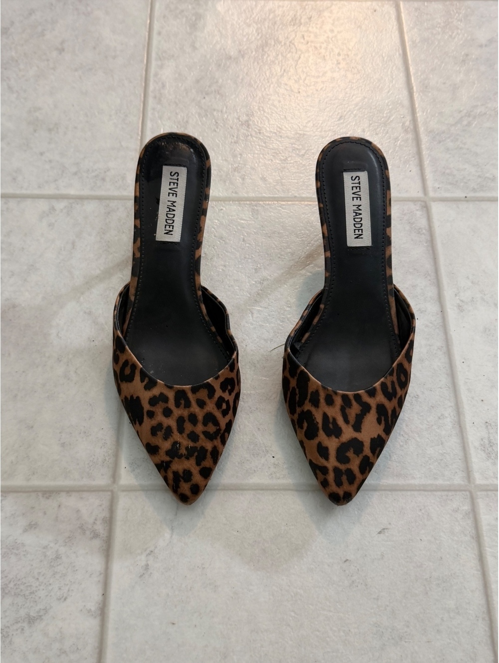 Steve Madden leopard print mule heels